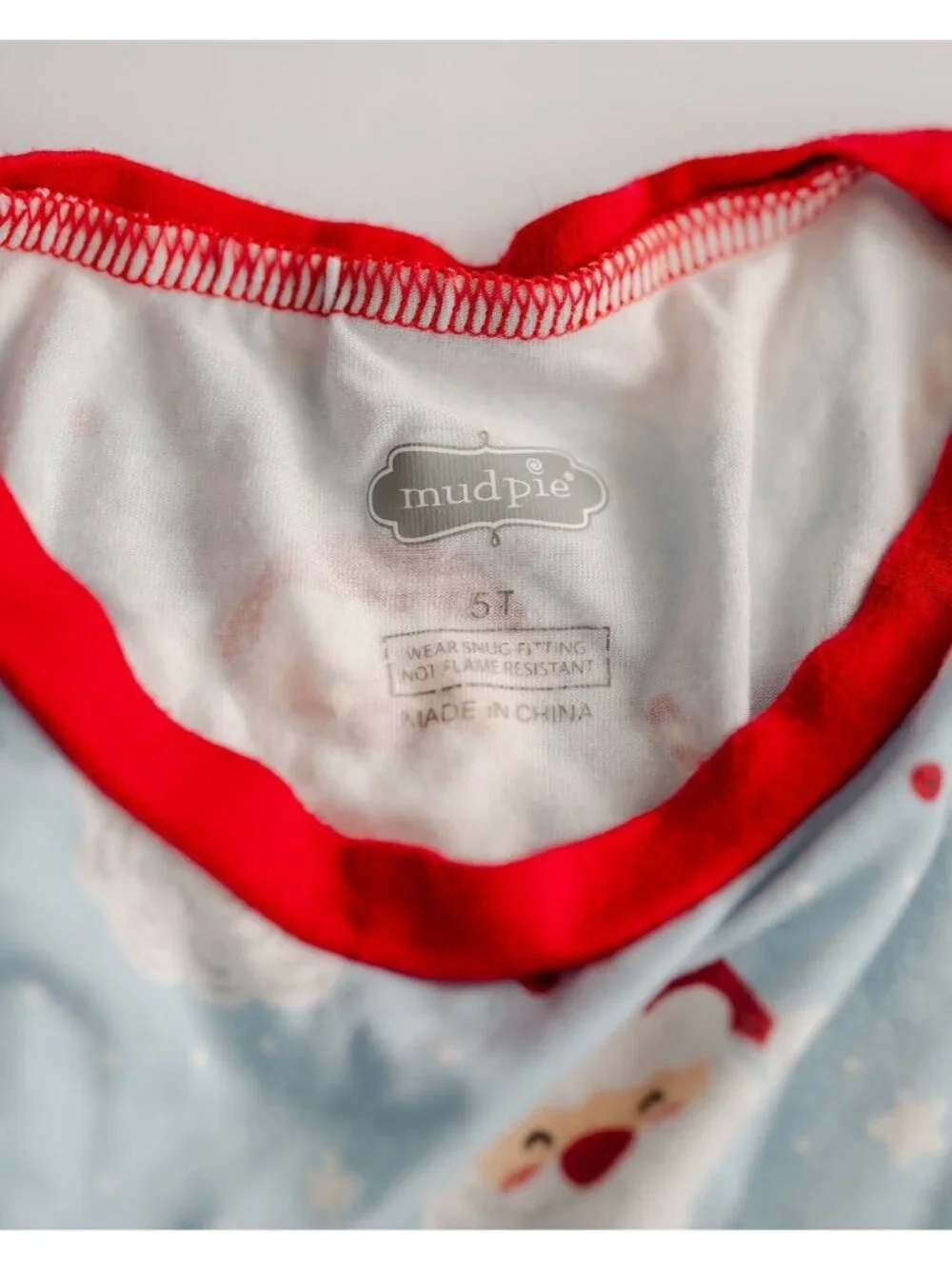 Mud Pie Bamboo Santa Christmas Pajama Set Size 5T Excellent Used Condition
